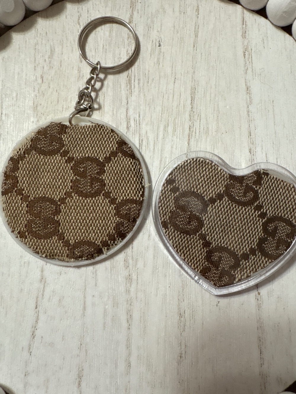 Upcycled Gucci Keychain and Brooch